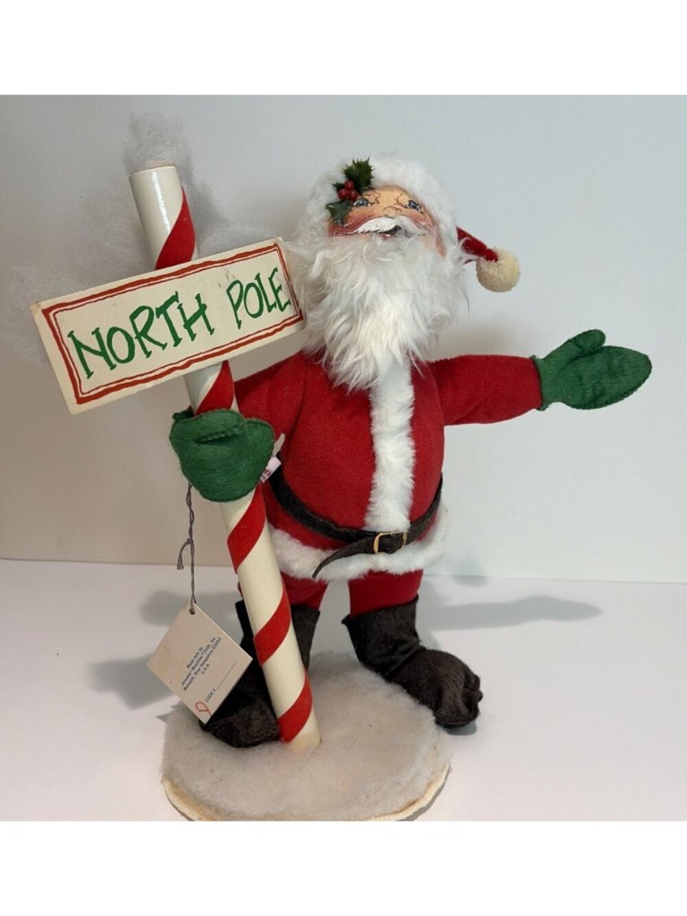 Vintage Annalee Santa North Pole Sign Doll 5482 Christmas Vintage Poseable 1989